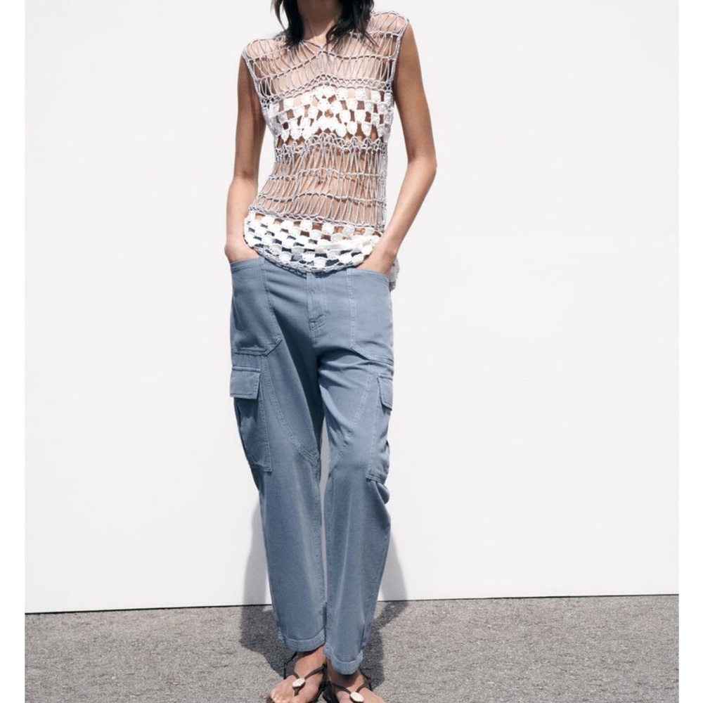 Zara ZW MID-RISE BAGGY CARGO PANTS